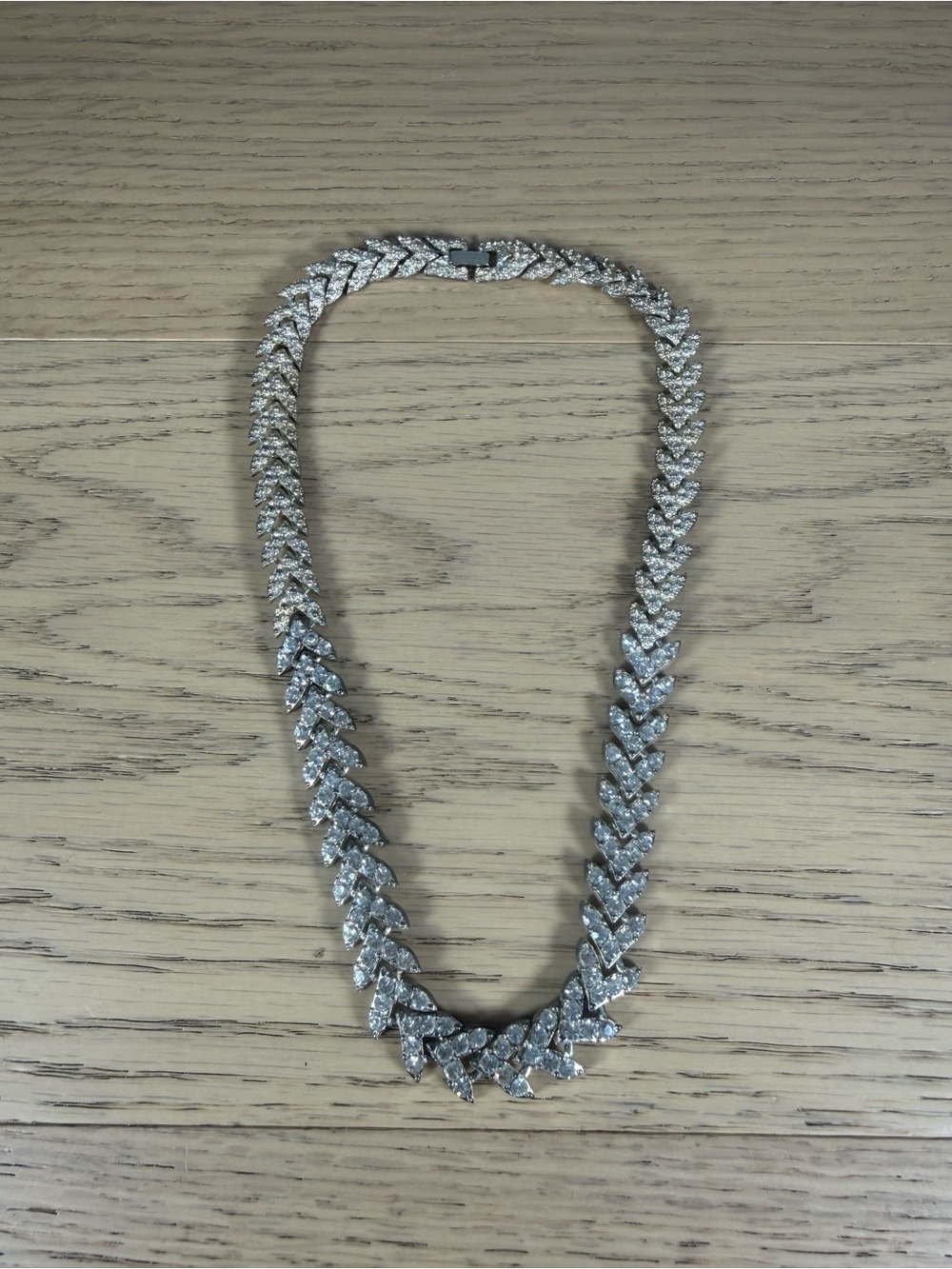Silver Crystal Marquise Link Necklace